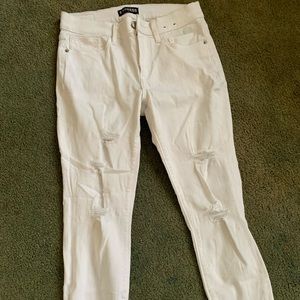 Express white destroyed jeans